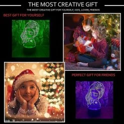 Unbranded Princesse Elsa 3d Led Illusion D’Optique Chambre Décoration Lampe De Table Avec Télécommande 7 Couleurs Changement Dimmable Acrylique VeilleUse Anniversaire Cadeau De Noël -Glass Vases Boutique de vente 691412304 max