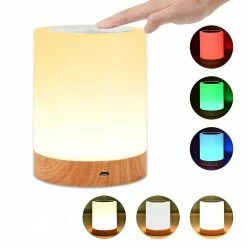 Unbranded Lampe Tactile, Lampe De Chevet De Contrôle De Capteur De Table Portable Avec Port De Charge USB Rapide, Lumière Blanche Chaude Gradable à 5 Niveaux 6colore Changeant RVB