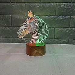 Unbranded Nouveau Cheval Double Couleur 3d Creative Night Light 7 Changement De Couleur Led Table Lampe De Bureau Acrylique Flat Abs Base Usb Chargeur Maison Décoration Jouet Brithday Noël
