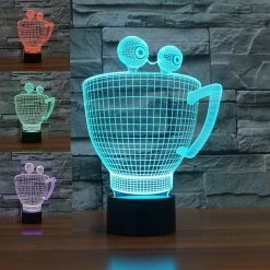 Unbranded 3d Crab Cup Animal Night Light Touch Switch Decor Table Bureau Optique Illusion Lampes 7 Couleurs Changeantes Lumières Led Lampe De Table Noël Accueil Amour Birthda