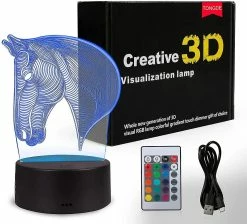 Unbranded Cadeaux De Cheval 3d Veilleuse Pour Enfants16 Couleur Illusion Lampe De Table Avec Télécommande Jouets Chambre Enfants Cadeau Chambre Enfants Décoration Chambre Graduation