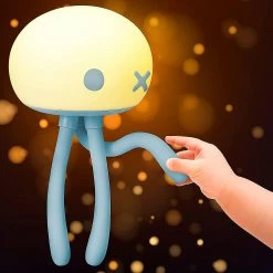 Unbranded Lampe De Nuit Jellyfish Pour Bébé Tout-petit, Lampe De Chevet En Silicone Rechargeable Dimmable Avec Trépied Flexible, Veilleuses De Pépinière Pour L’allaitement (bleu)