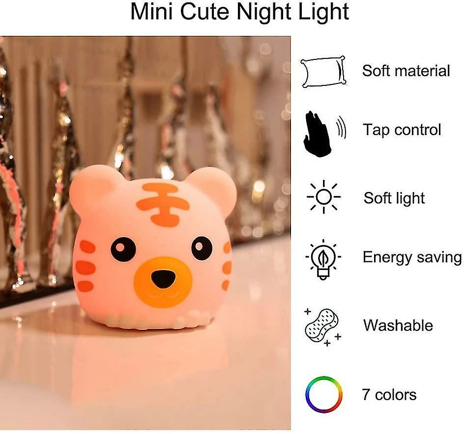 Unbranded Lumière De Nuit Led Pour Enfants, Lampe De Nuit Portable Tiger Silicone Nursery (alimentée Par Batterie) 2 Unbranded Lumière De Nuit Led Pour Enfants, Lampe De Nuit Portable Tiger Silicone Nursery (alimentée Par Batterie) – Image 2