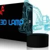 Unbranded Excavatrice 3d Lampe Led Illusion D’Optique Veilleuse Pour Enfants Chambre à Crèche, 7 Couleurs Changement De Table De Chevet Lumières Anniversaire Cadeau Jouets Pour Garçons