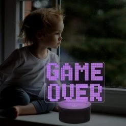 Unbranded Game Over Led 8bit Lampe Night Light 3d Illusion Lampe Pour Enfants, 16 Couleurs Changeant Avec Télécommande, Chambre D’enfants Salle De Jeu Gamer Gift Decor Comme Cadeaux -Glass Vases Boutique de vente 691418223 max