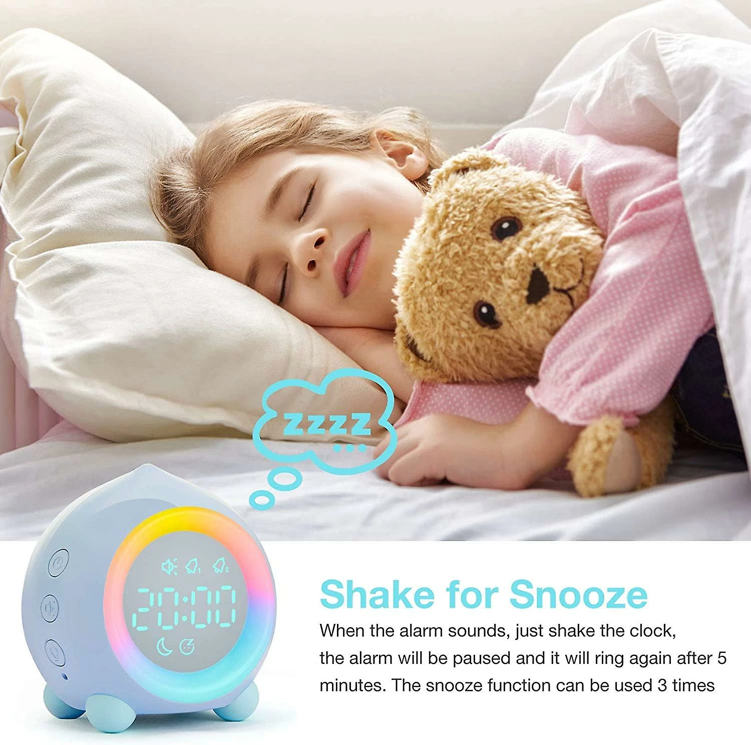 Unbranded Réveil Pour Enfants, Lampe De Réveil Numérique LED Avec Charge USB / Réveil Réglable Snooze Et Lampe De Chevet Pour Filles Garçons, Temps D’affichage Automatique, Dat 4 Unbranded Réveil Pour Enfants, Lampe De Réveil Numérique LED Avec Charge USB / Réveil Réglable Snooze Et Lampe De Chevet Pour Filles Garçons, Temps D’affichage Automatique, Dat – Image 4