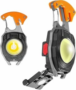 Jxlgv Portable Mini Led Small Work Light Keychain Lampe De Poche 7 Modes 800 Lumens Lumières D’inspection Rechargeables Avec Ouvre-bouteille Base Magnétique Pour Camping