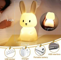 Unbranded Mignon Rabbit Night Light Pour La Chambre Des Enfants, Lampe De Nuit Portable En Silicone Pour Tout-petit, Lampe De Chambre Spongieuse, Décor De Salle Kawaii, Contrôle Du Robinet à Changement De Couleur -Glass Vases Boutique de vente 718723030 max