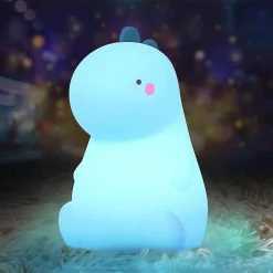 Unbranded Lumière De Nuit De Dinosaure Pour Les Enfants, Lumière De Nuit En Silicone à Changement De Couleur Mignonne Avec Capteur Tactile, Lampe De Lit Portable Rechargeable à Led Pour Tod