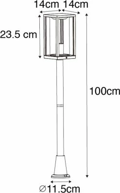 QAZQA Charlois - Lampe D'extérieur Sur Pied Industrielle | Lampadaire D'extérieur / 1 Lumière - H 100 Cm - Brun Rouille - Industriel - Éclairage Extérieur -Glass Vases Boutique de vente 747x1200
