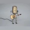 Unbranded Vintage Microphone Robot Lampe De Table Robot Lampe De Bureau Avec Une Guitare, Robot Rétro Touch Dimmer