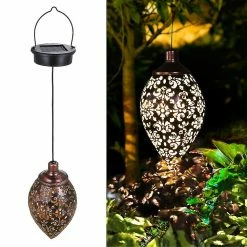 Pilk Lumière De Lanterne Solaire, Lumières De Jardin Suspendues Extérieures Lampe En Métal Pour Patio, Cour, Porche, Pelouse, Cour