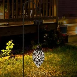 Pilk Lumière De Lanterne Solaire, Lumières De Jardin Suspendues Extérieures Lampe En Métal Pour Patio, Cour, Porche, Pelouse, Cour -Glass Vases Boutique de vente 756508462 max