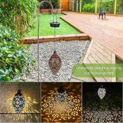 Pilk Lumière De Lanterne Solaire, Lumières De Jardin Suspendues Extérieures Lampe En Métal Pour Patio, Cour, Porche, Pelouse, Cour -Glass Vases Boutique de vente 756508631 max