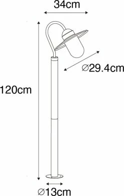 QAZQA Kansas - Lampe D'extérieur Sur Pied Moderne | Lampadaire D'extérieur - 1 Lumière - H 120 Cm - Anthracite - Éclairage Extérieur -Glass Vases Boutique de vente 761x1200