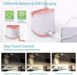 Nw 1776 Shxx Lampe De Bureau Enfants Avec Lumière De Nuit Led Usb Rechargeable Lampe De Table Dimmable Eye-caring Mignon Étude Lampe D’ordinateur Pour Le Dortoir De Bureau à Domicile, Contrôle Tactile, -Glass Vases Boutique de vente 768983306 max