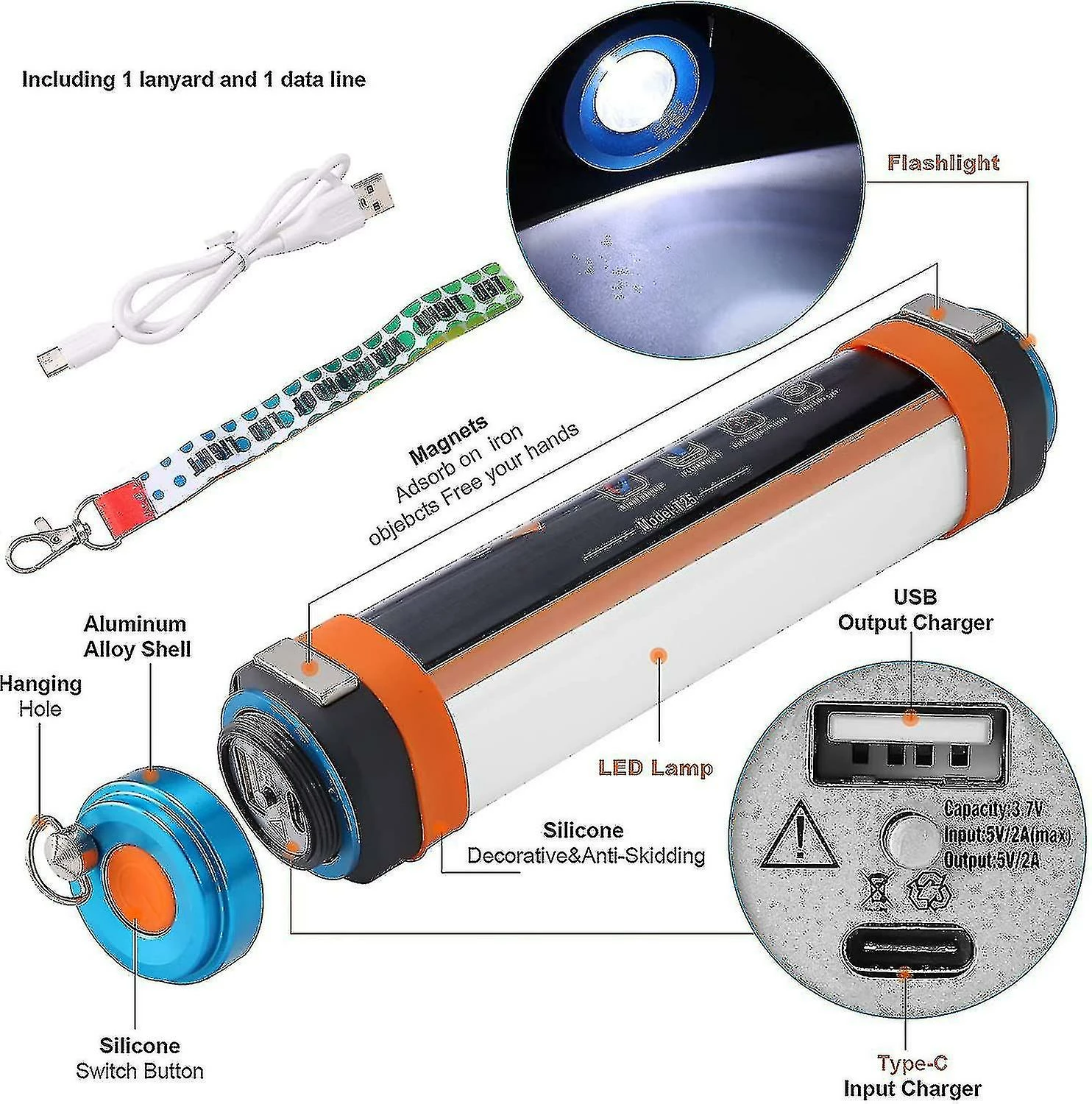 Unbranded Usb Rechargeable Ip68 Étanche Led Camp Light Urgence Camp Portable Lantern Lampe De Poche Multi-fonctionnel Hang Lampe Magnétique C 2 Unbranded Usb Rechargeable Ip68 Étanche Led Camp Light Urgence Camp Portable Lantern Lampe De Poche Multi-fonctionnel Hang Lampe Magnétique C – Image 2