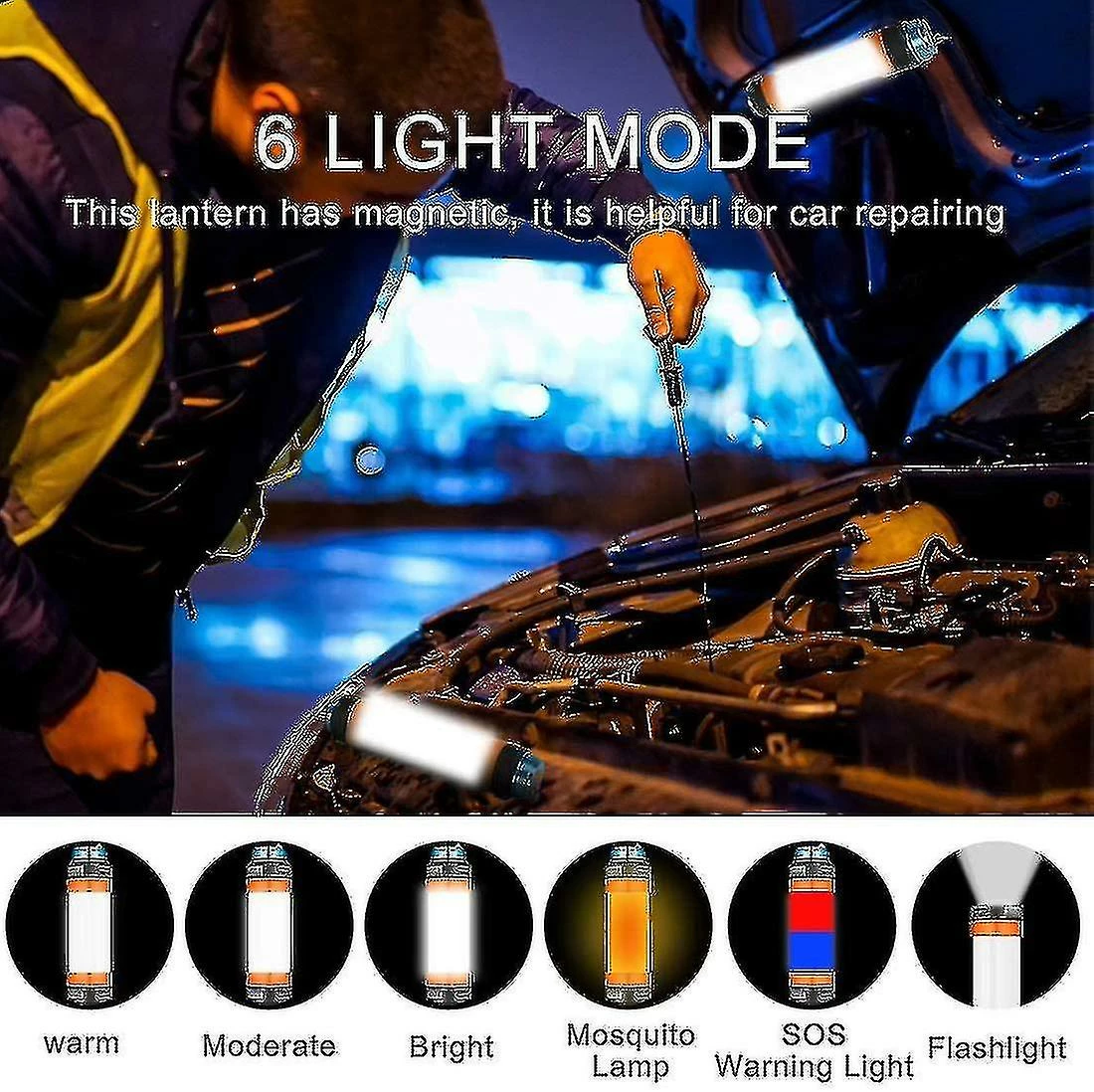 Unbranded Usb Rechargeable Ip68 Étanche Led Camp Light Urgence Camp Portable Lantern Lampe De Poche Multi-fonctionnel Hang Lampe Magnétique C 4 Unbranded Usb Rechargeable Ip68 Étanche Led Camp Light Urgence Camp Portable Lantern Lampe De Poche Multi-fonctionnel Hang Lampe Magnétique C – Image 4