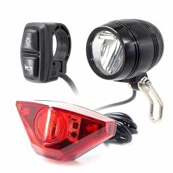 Unbranded Ebike Phare Et Feu Arrière Set Entrée 24V 36V 48V 56V E-bike Led Lampe Vélo Électrique Phare