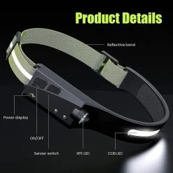 Unbranded Torche De Tête à Led, Lampe De Tête Usb Rechargeable, Capteur De Mouvement à Led Cob, 11 -Glass Vases Boutique de vente 786055166 max