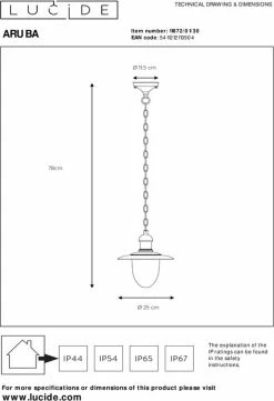 Lucide ARUBA Lampe à Suspension D'extérieur - Ø 25 Cm - E27 - IP44 - Zwart -Glass Vases Boutique de vente 820x1200 1