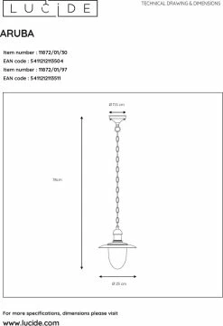 Lucide ARUBA Lampe à Suspension D'extérieur - Ø 25 Cm - E27 - IP44 - Zwart -Glass Vases Boutique de vente 823x1200 2
