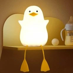Unbranded Veilleuse Pour Enfants, Mignon Canard Silicone Lampe De Chevet Pour Crèche, Abs + Sil, Contrôle Tactile, Portable Et Rechargeable Dimmable, Cadeaux De Noël D’anniversaire Pour