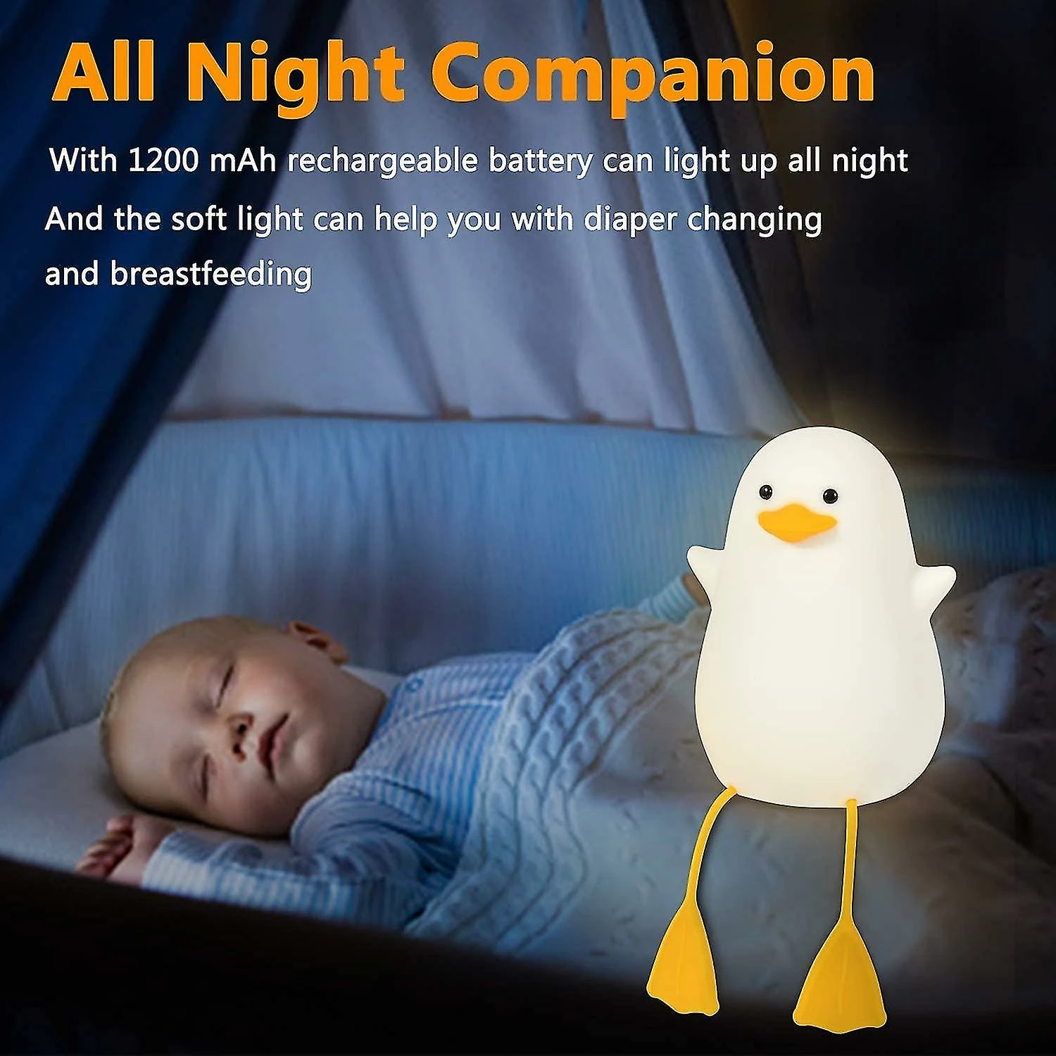 Unbranded Veilleuse Pour Enfants, Mignon Canard Silicone Lampe De Chevet Pour Crèche, Abs + Sil, Contrôle Tactile, Portable Et Rechargeable Dimmable, Cadeaux De Noël D’anniversaire Pour 5 Unbranded Veilleuse Pour Enfants, Mignon Canard Silicone Lampe De Chevet Pour Crèche, Abs + Sil, Contrôle Tactile, Portable Et Rechargeable Dimmable, Cadeaux De Noël D’anniversaire Pour – Image 5