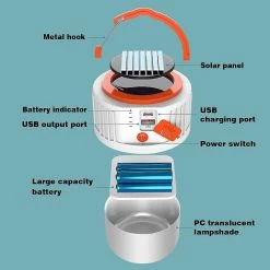 Unbranded Lampe De Camping Solaire, Lampe De Tente Rechargeable USB LED, Lanterne Extérieure étanche à 5 Modes Pour La Randonnée, Le Camping, La Pêche, La Chasse, L’urgence, Le Jardin, Le Regard -Glass Vases Boutique de vente 831530125 max