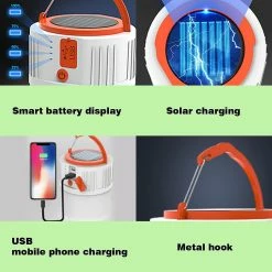 Unbranded Lampe De Camping Solaire, Lampe De Tente Rechargeable USB LED, Lanterne Extérieure étanche à 5 Modes Pour La Randonnée, Le Camping, La Pêche, La Chasse, L’urgence, Le Jardin, Le Regard -Glass Vases Boutique de vente 831530138 max