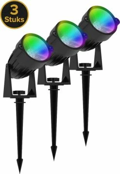 Realight Eclairage De Jardin LED RGB - Spots De Jardin - Lampes D'extérieur - Eclairage Extérieur Applique - Lampe D'extérieur - 3 Pièces