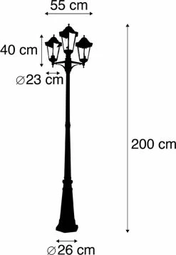 QAZQA New_orleans - Lampe D'extérieur Smart à LED Rurale | Lampadaire Pour Extérieur Avec WiFi - 3 Lumières - H 230 Cm - Zwart - Éclairage Extérieur 13 QAZQA New_orleans - Lampe D'extérieur Smart à LED Rurale | Lampadaire Pour Extérieur Avec WiFi - 3 Lumières - H 230 Cm - Zwart - Éclairage Extérieur -Glass Vases Boutique de vente 831x1200