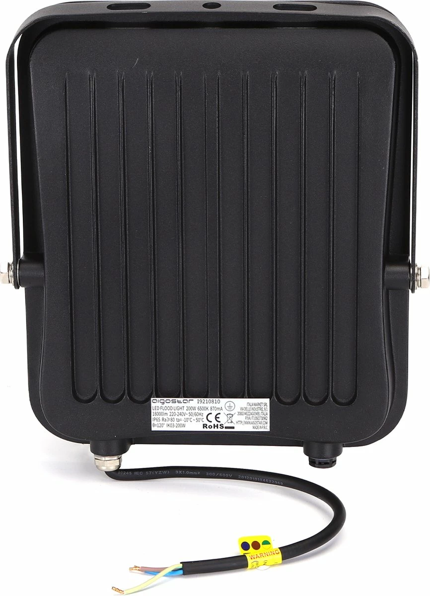 Aigostar Lampe D'extérieur Noire | LED 200W=1800W Projecteur | Blanc Lumière Du Jour 6500K - Angle De Faisceau 120° | étanche IP65 4 Aigostar Lampe D'extérieur Noire | LED 200W=1800W Projecteur | Blanc Lumière Du Jour 6500K - Angle De Faisceau 120° | étanche IP65 – Image 4
