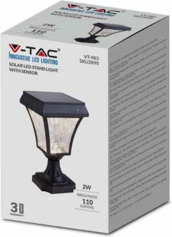 V-tac VT-983 Valencia Solar Piédestal - Énergie Solaire - Lampe LED - 3 Couleurs De Lumière -Glass Vases Boutique de vente 870x1200 1