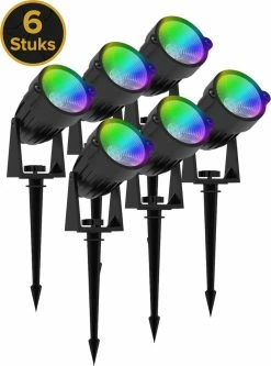 Realight Eclairage De Jardin LED RGB - Spots De Jardin - Lampes D'extérieur - Eclairage Extérieur Applique - Lampe D'extérieur - 6 Pièces