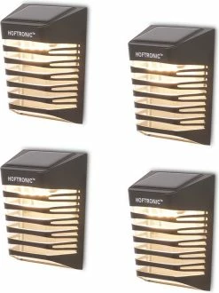 HOFTRONIC Dono - 4x Lampe D'extérieur Solar - Convient Pour Clôture, Façade Et Allée - Avec Interrupteur Crépusculaire - étanche IP65 - 3000K Blanc Chaud - Éclairage De Jardin à L'énergie Solaire