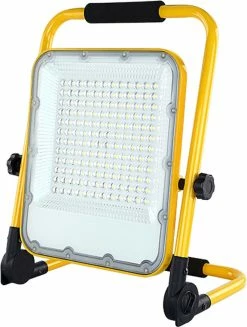 Lightexpert Lampe De Chantier LED Blinq Batterie - 100 Watt 2500 Lumen - Blanc Lumière Du Jour 6400K - LED Rechargeable - 4 Modes D'éclairage - IP65 étanche - Jusqu'à 12 Heures De Lumière Sur Une Seule Charge - Lampe à Batterie