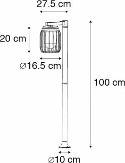 QAZQA Luc - Lampe D'extérieur Sur Pied Moderne | Lampadaire D'extérieur - 1 Lumière - H 100 Cm - Zwart - Éclairage Extérieur -Glass Vases Boutique de vente 921x1200 1