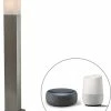 QAZQA Malios - Lampe D'extérieur LED Moderne Et Smart | Lampadaire Pour L'extérieur Avec WiFi - 1 Lumière - H 80 Cm - Acier - Éclairage Extérieur