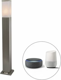 QAZQA Malios - Lampe D'extérieur LED Moderne Et Smart | Lampadaire Pour L'extérieur Avec WiFi - 1 Lumière - H 80 Cm - Acier - Éclairage Extérieur