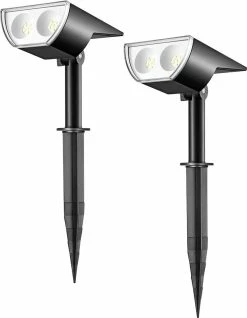 RESKO - Lampe Solaire Extérieure, Capteur De Lumière, Étanche IP67, Applique Extérieure 6500 K, Blanc Froid, Mini Lampe Solaire De Jardin, Lot De 2