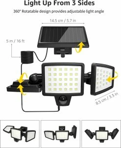 RESKO - Lampes Solaires Extérieures Avec Détecteur De Mouvement 3 Têtes Réglables 72 LEDs 1000 Lumens Lampe Solaire Extérieure IP65 Étanche Applique Murale Angle 270 Degrés 360 Rotatif Pour Jardin Pack De 2 9 RESKO - Lampes Solaires Extérieures Avec Détecteur De Mouvement 3 Têtes Réglables 72 LEDs 1000 Lumens Lampe Solaire Extérieure IP65 Étanche Applique Murale Angle 270 Degrés 360 Rotatif Pour Jardin Pack De 2 -Glass Vases Boutique de vente 982x1200